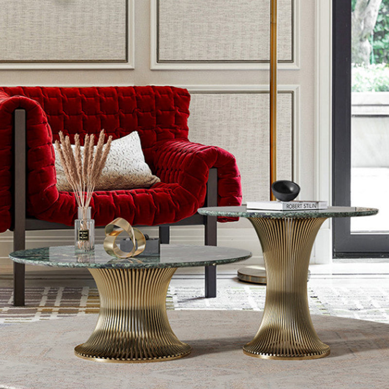 Contemporary Marble Steel Coffee Table Set