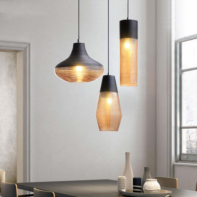 Scandinavian Cylinder Oval Iron Glass Pendant Light