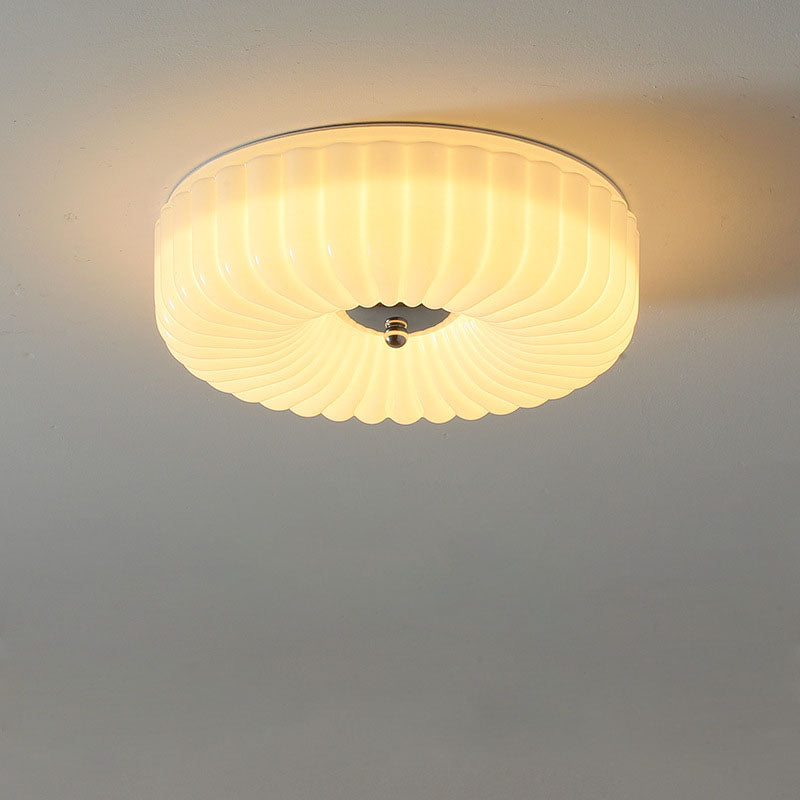 Nordic Striped Glass Round LED Flush Mount Light