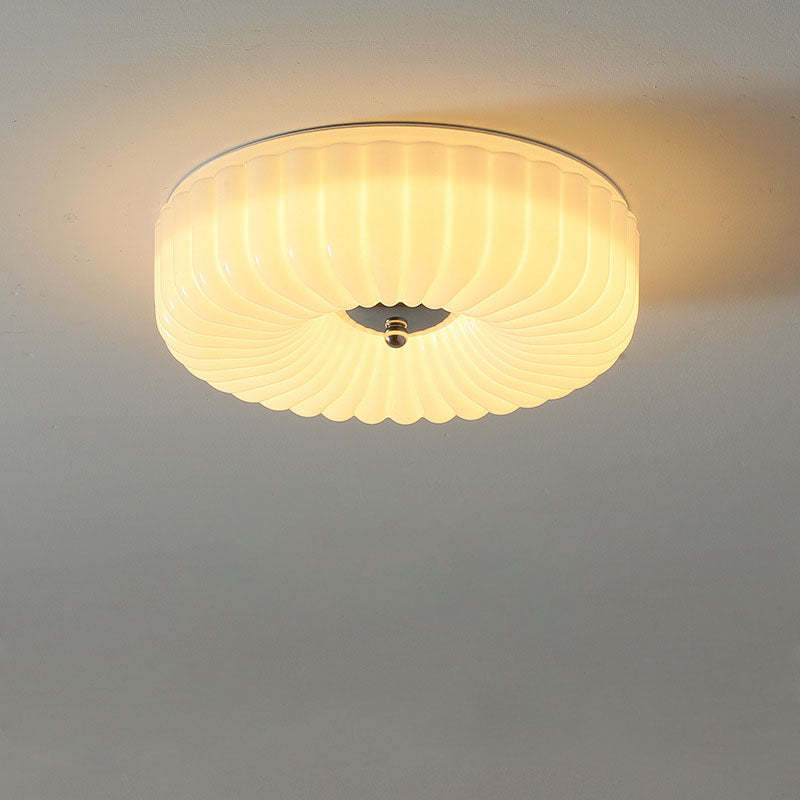 Nordic Striped Glass Round LED Flush Mount Light