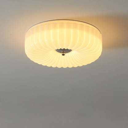 Nordic Striped Glass Round LED Flush Mount Light
