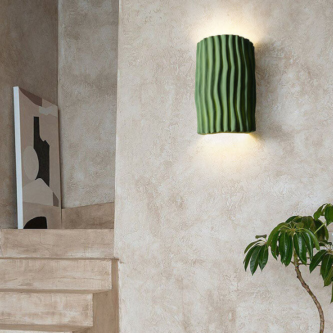 Nordic Resin Striped Half Cylinder Sconce