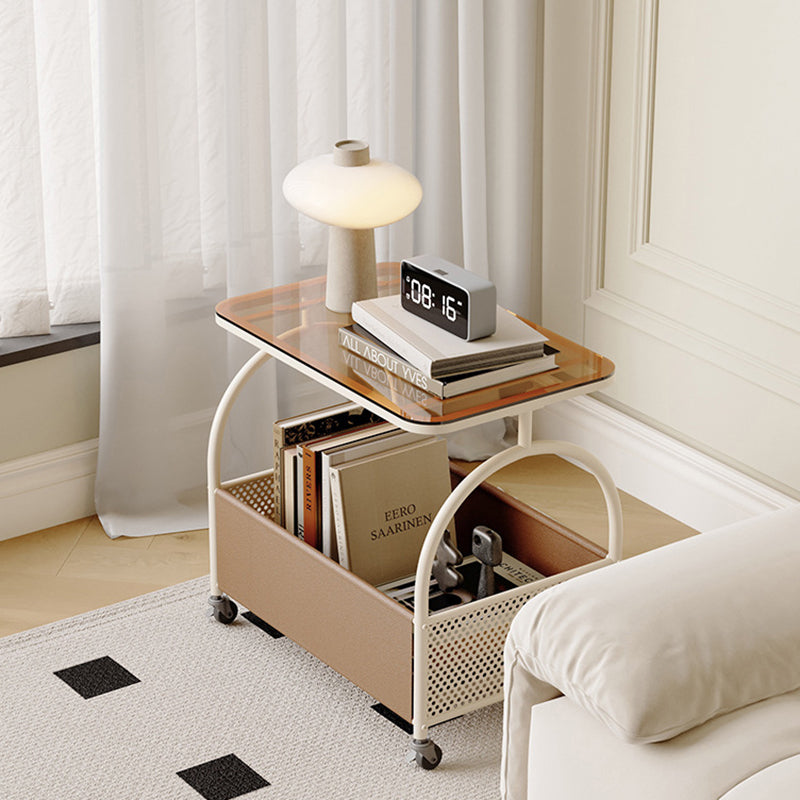 Contemporary Movable Tempered Glass End Table