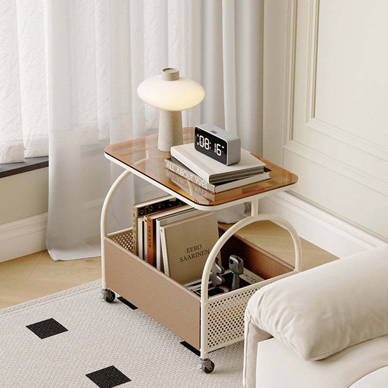 Contemporary Movable Tempered Glass End Table