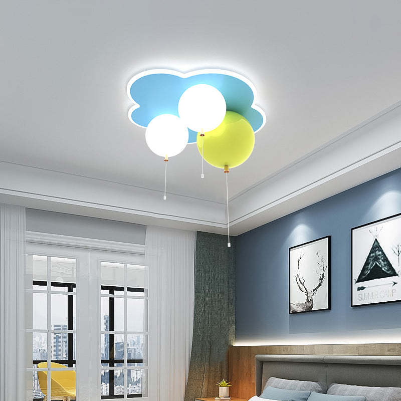 Art Deco Balloon Flower Acrylic Iron LED Flush Light