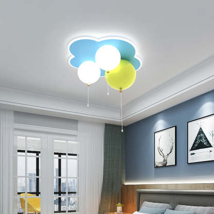 Art Deco Balloon Flower Acrylic Iron LED Flush Light
