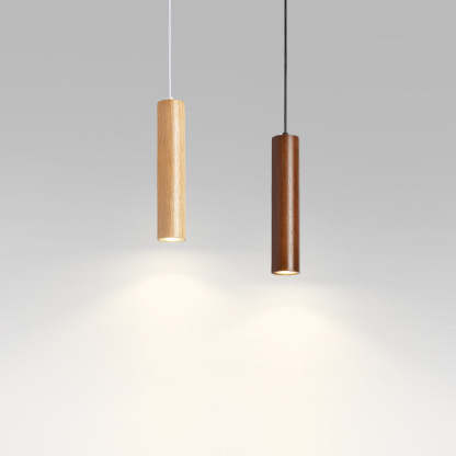 Minimalist Rubberwood Cylinder Spotlight LED Pendant Light