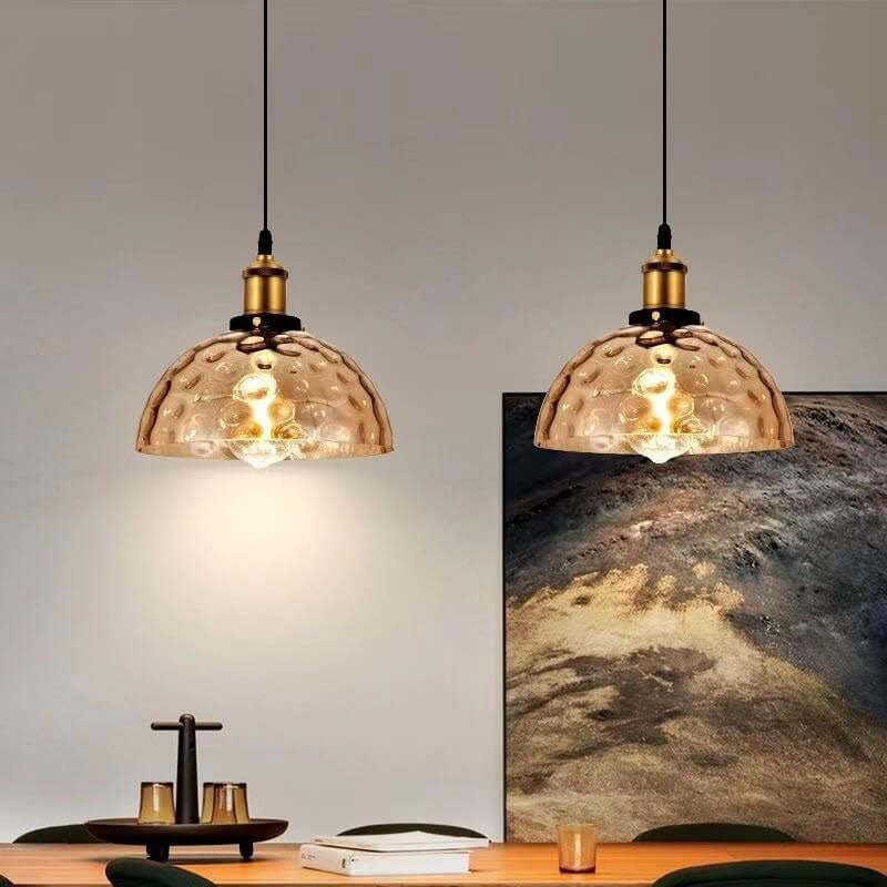 Nordic Vintage Amber Water Glass Dome Pendant