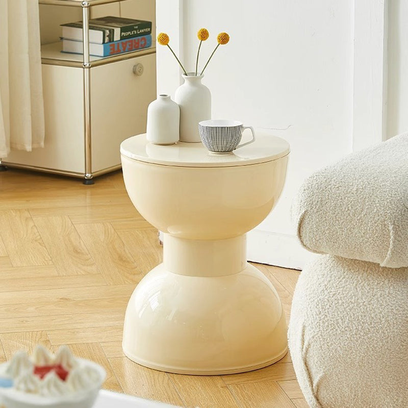 Scandinavian Hourglass Plastic Footstool — Green