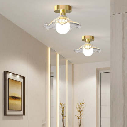 Modern Glass Iron Flower 1-Light Semi-Flush Ceiling Light — D / 220V-240V For UK/AU