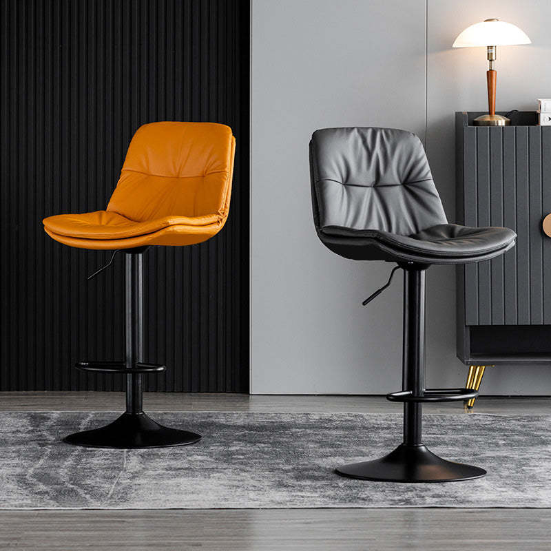 Nordic Leather Metal Pedestal Bar Stool