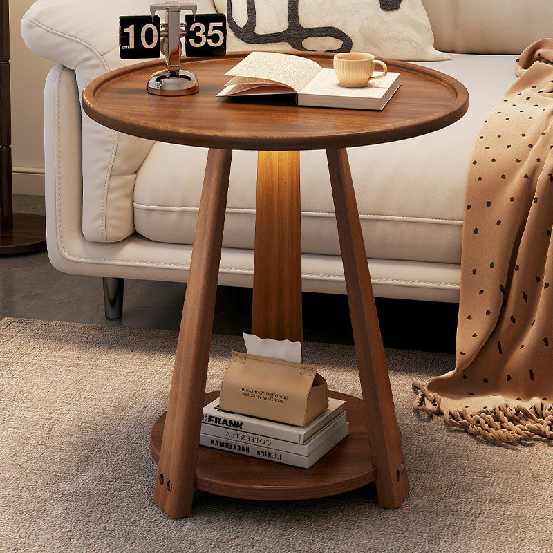 Minimalist Tripod Wood 2-Tier Coffee Table