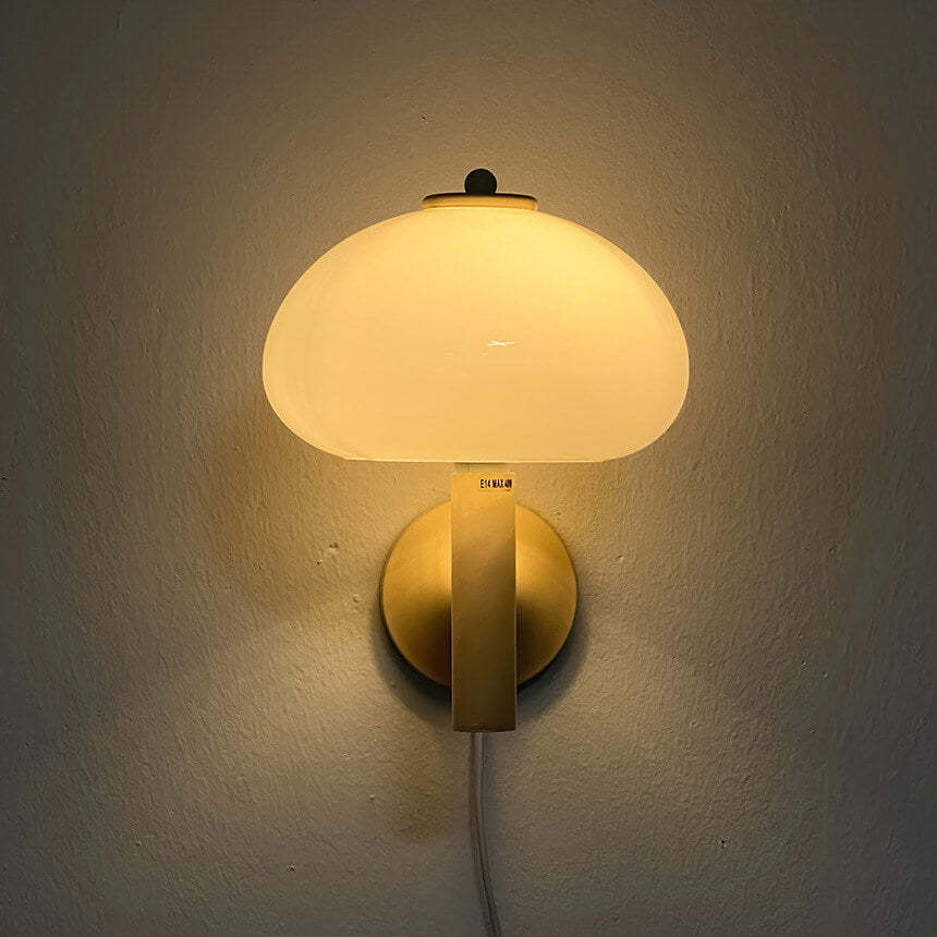 Nordic Vintage Milk Glass Dome Mushroom Sconce