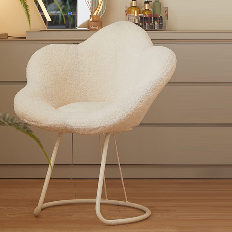 Minimalist Plum Lambswool Metal Vanity Stool