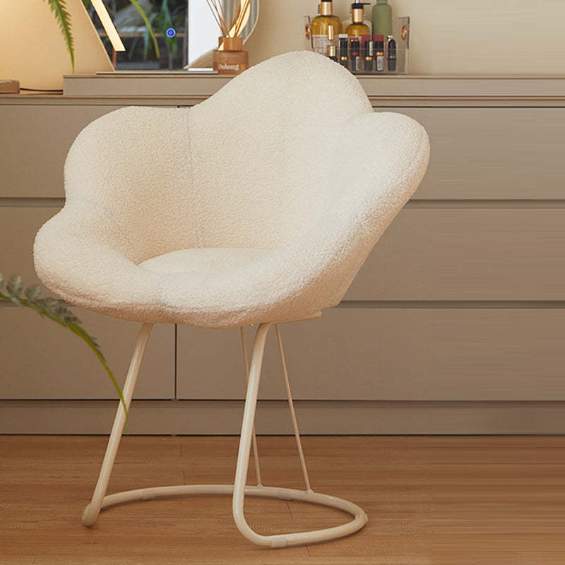 Minimalist Plum Lambswool Metal Vanity Stool