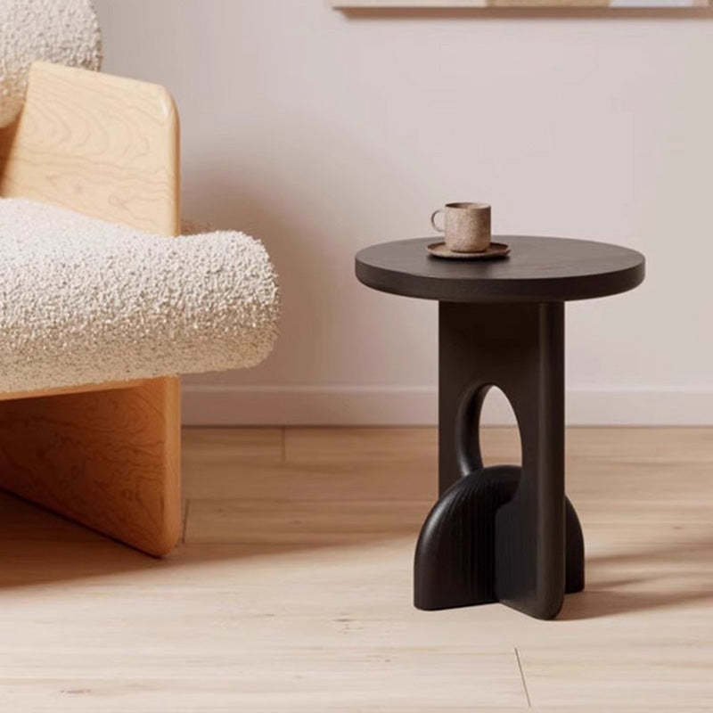 Wood traditional end round end & side tables — Pine / Black