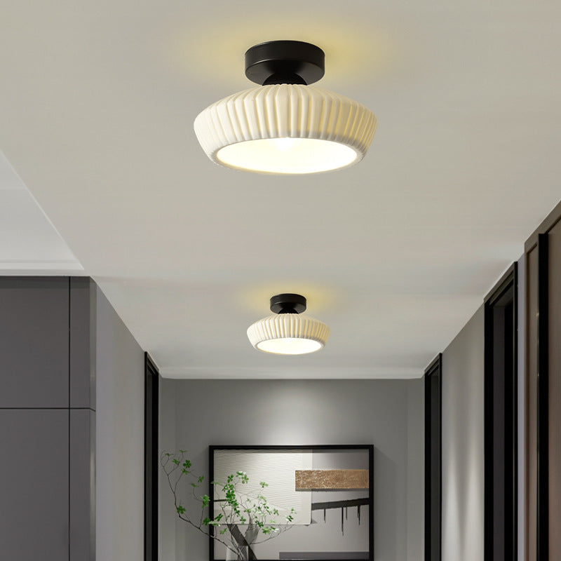 Modern Ceramic Disc Semi-Flush Ceiling Light