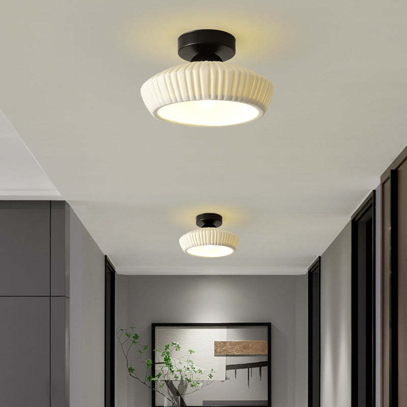 Modern Ceramic Disc Semi-Flush Ceiling Light — A / Black / 110V-120V For US/CA