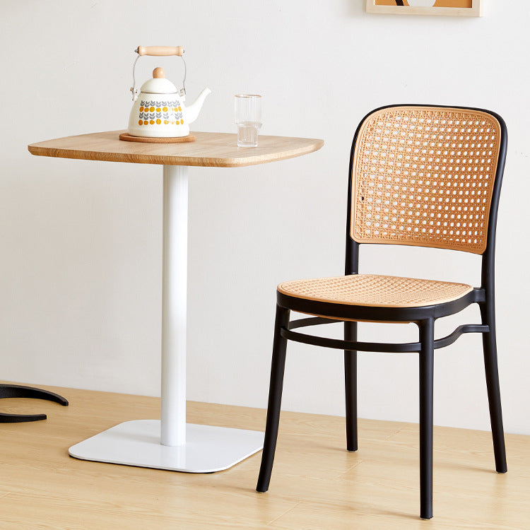 Minimalist Rattan Plastic Dining Chair — White