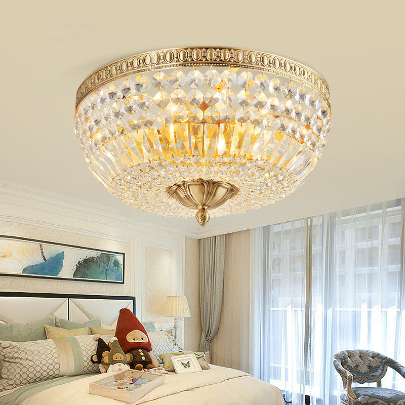 French Vintage Crystal Round 3/5/9-Light Flush Mount — 110V-120V For US/CA
