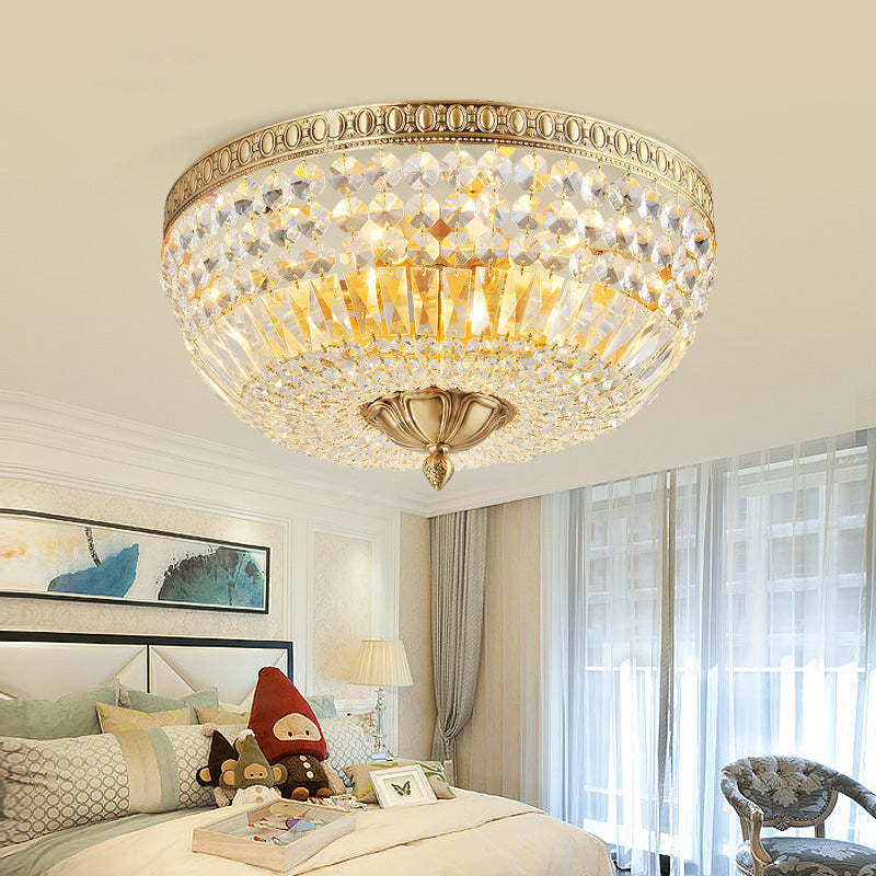 French Vintage Crystal Round 3/5/9-Light Flush Mount — 110V-120V For US/CA