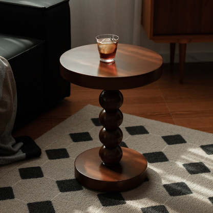 Vintage Round Beaded Wooden Coffee Table