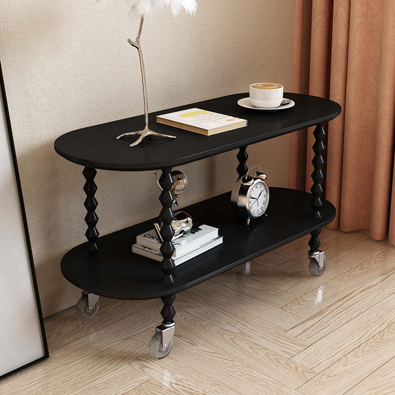 Vintage Oval Wood Plastic 2-Tier Side Table
