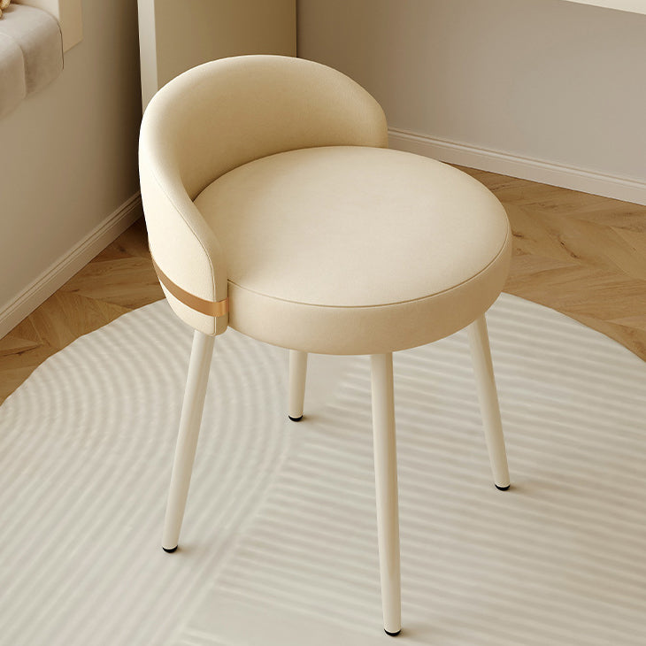 Modern Leather Metal Round Vanity Stool