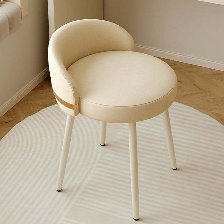 Modern Leather Metal Round Vanity Stool