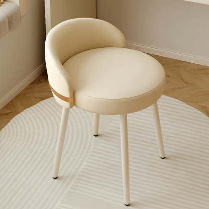 Modern Leather Metal Round Vanity Stool