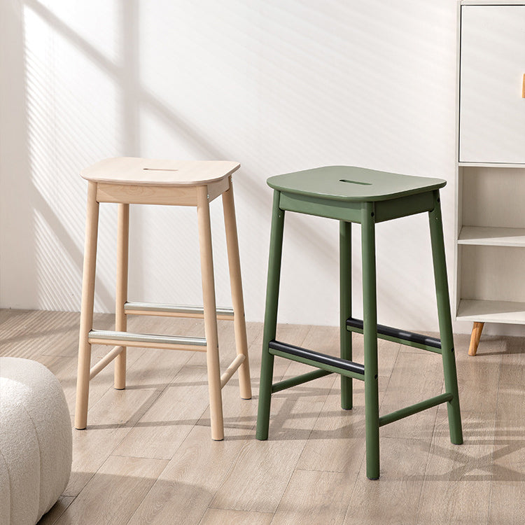 Minimalist Rectangular Birch Bar Stool — Original Wood Color