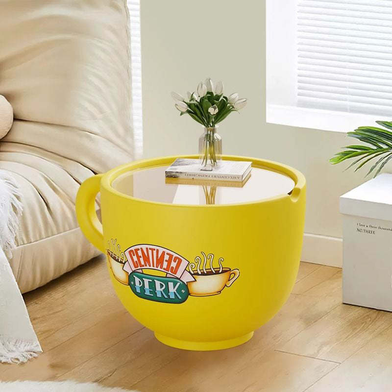 Contemporary Cup Column Glass Resin Coffee Table — Default