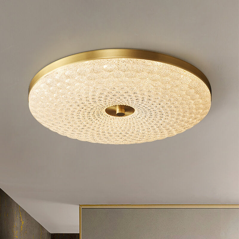 Scandinavian Round Copper Acrylic LED Flush Mount Light