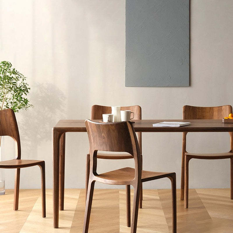 Retro Walnut Square Dining Chair