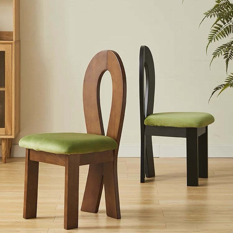 French Velvet Wood Mermaid Dining Chair — Cherry