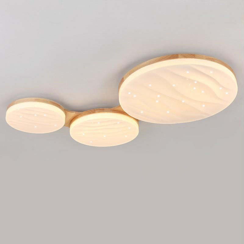 Nordic Wood Frame Acrylic Round LED Flush Mount Light