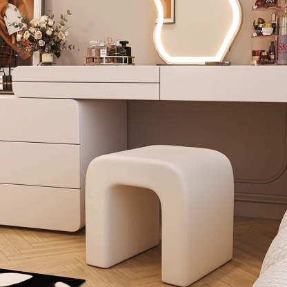 Minimalist Arched PU Leather Wood Vanity Stool