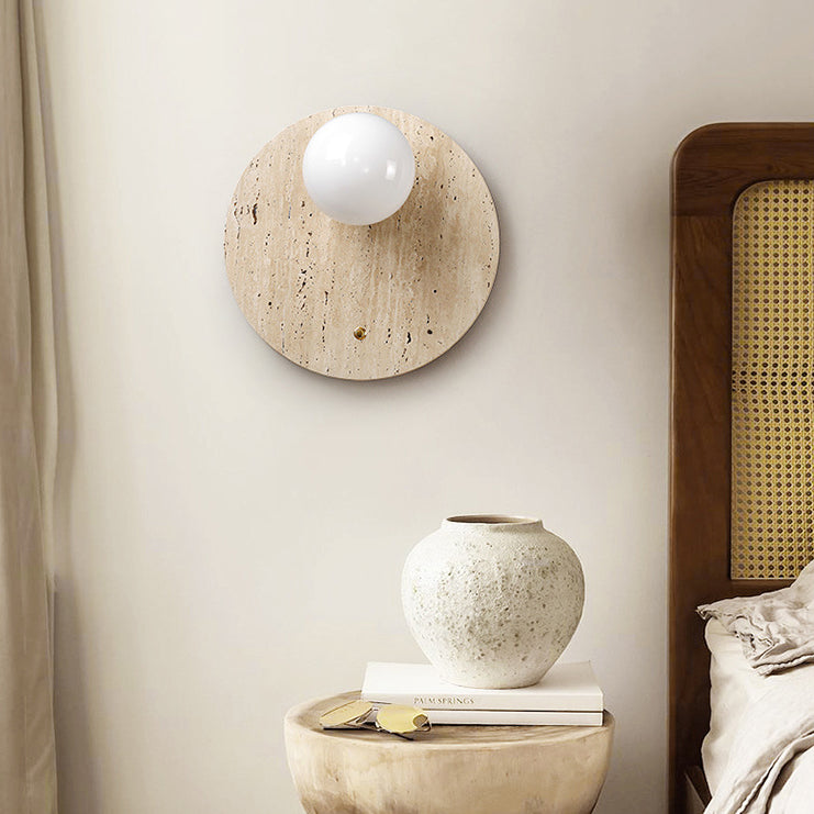 Japanese Oval Yellow Travertine Sconce
