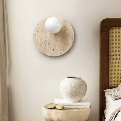 Japanese Oval Yellow Travertine Sconce