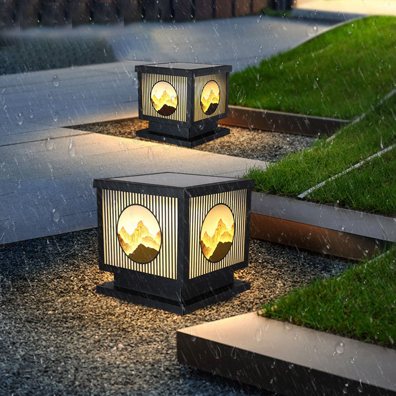 Solar Chinese Square Post LED Outdoor Landscape Light