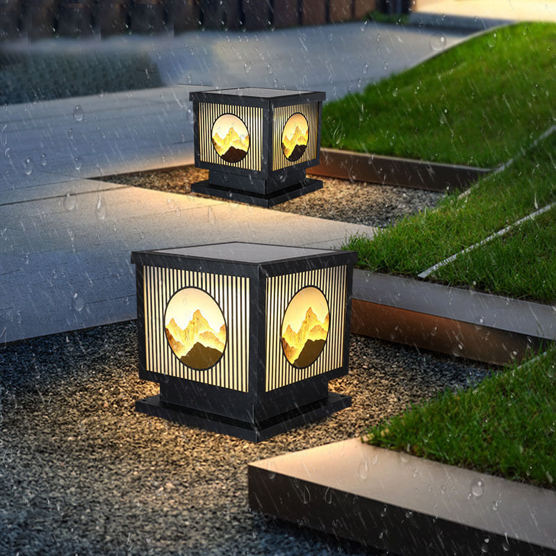 Solar Chinese Square Post LED Outdoor Landscape Light