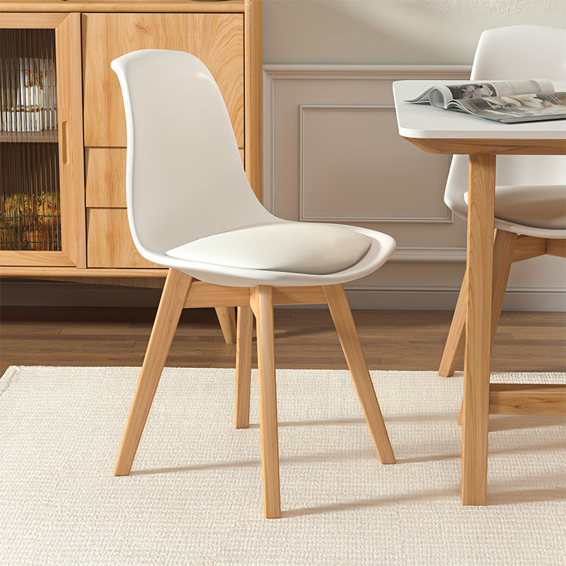 Scandinavian Upholstered Wood Trapezoidal Dining Chair — A / Gray