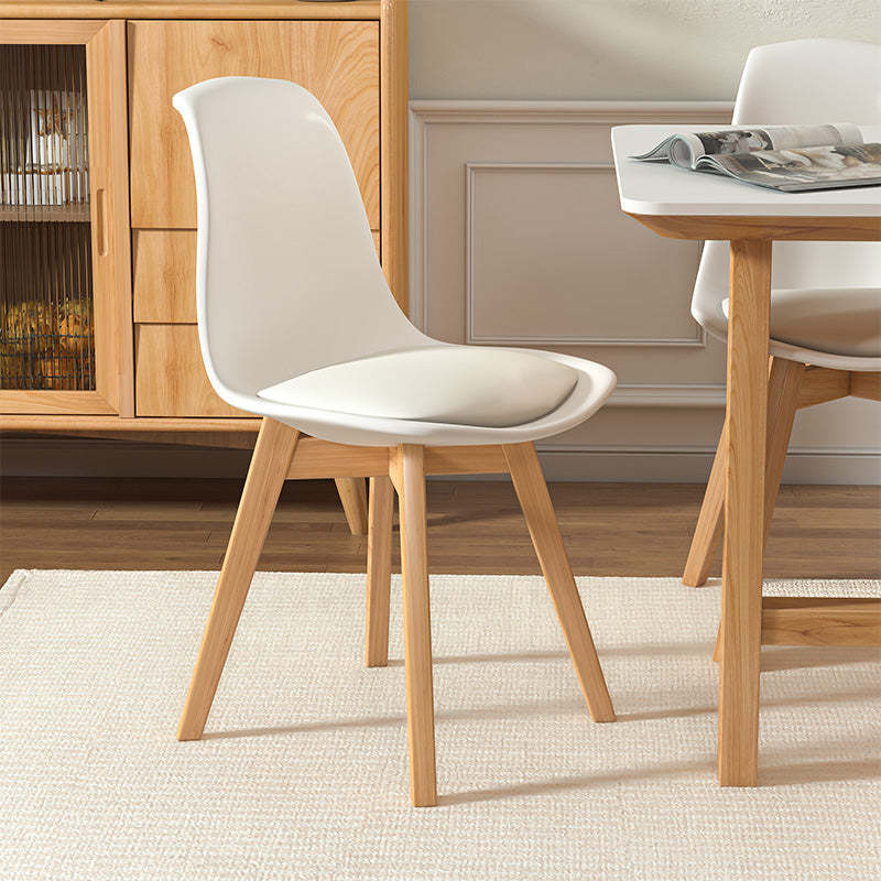 Scandinavian Upholstered Wood Trapezoidal Dining Chair — A / Gray