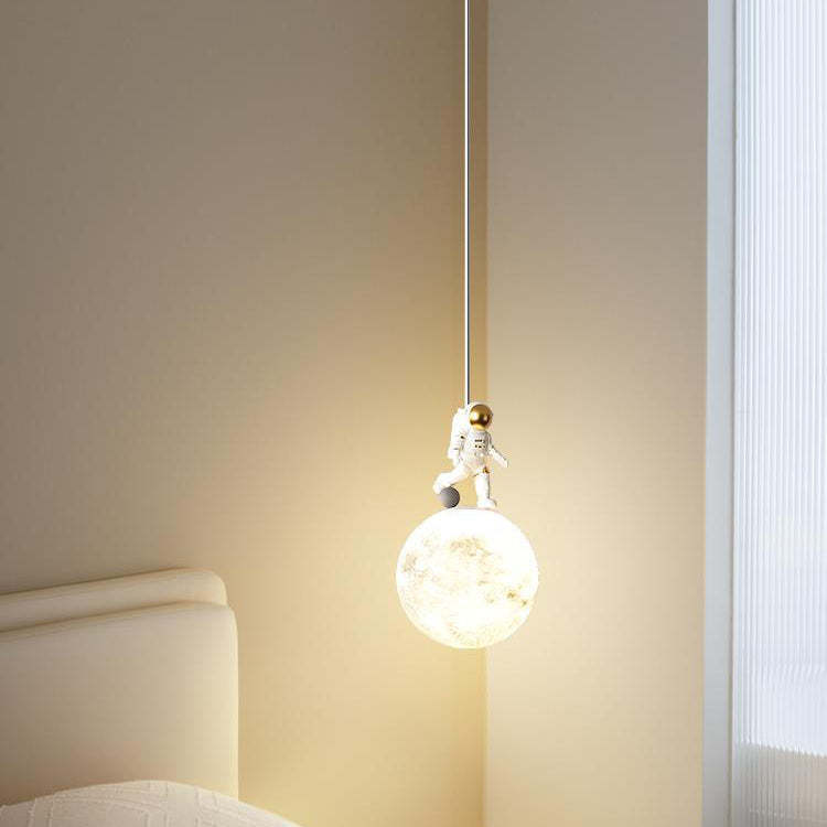 Minimalist Astronaut Moon Iron Resin LED Pendant Light