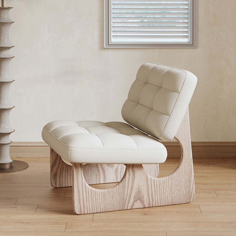 Nordic Upholstered Fabric Leather Wood Accent Chair