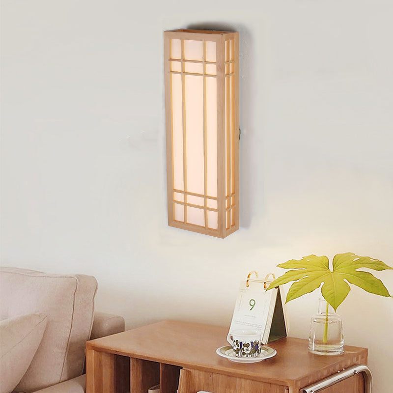Japanese Rectangle Solid Wood Acrylic LED Sconce