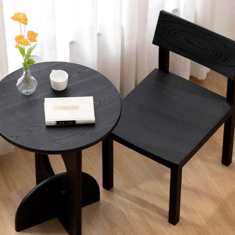 Nordic solid round wood end & side tables in wood glass