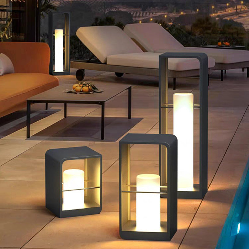 Minimalist Solar Cubic Landscape Light