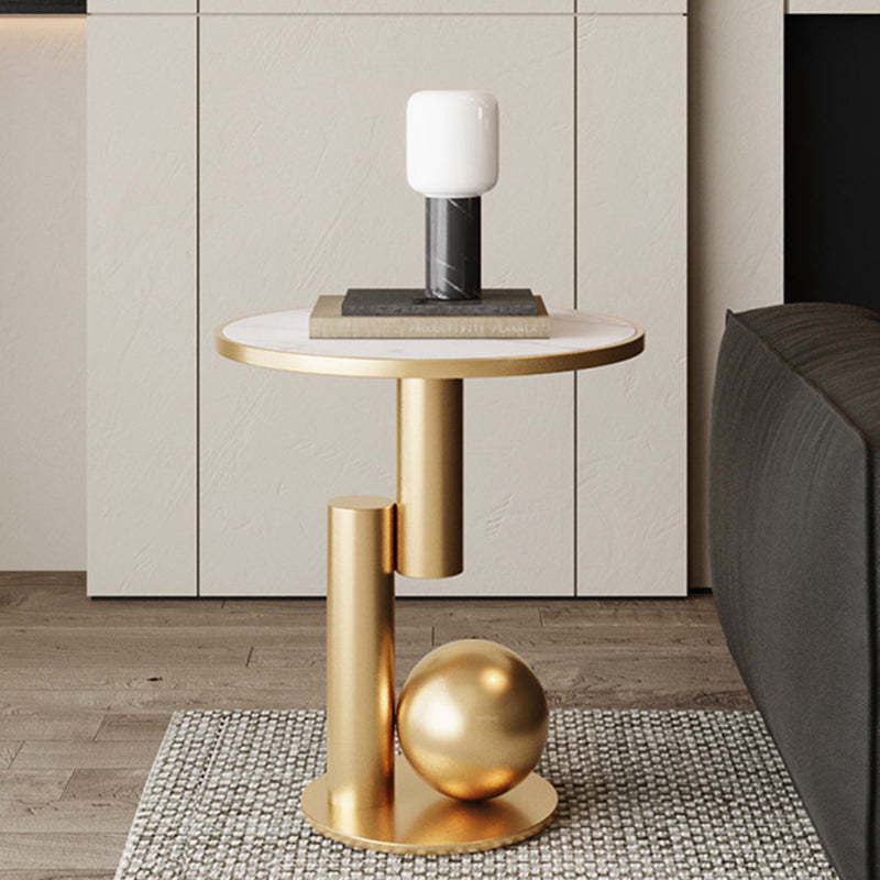 Scandinavian Cylinder Sintered Stone Side Table — Black