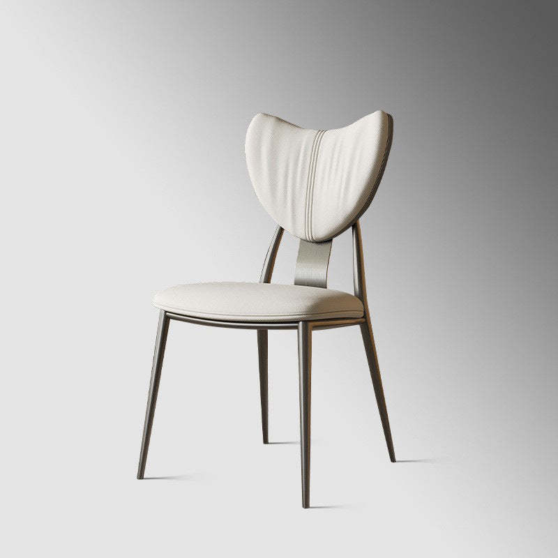 Modern Curved Microfiber Leather Metal Dining Chair